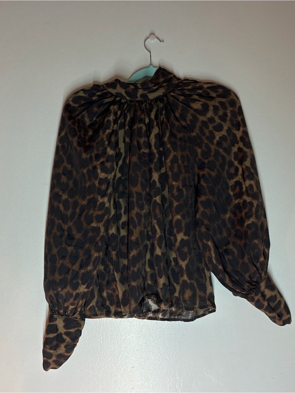 H&M Leopard Print Blouson Sleeve Top - Brown & Black